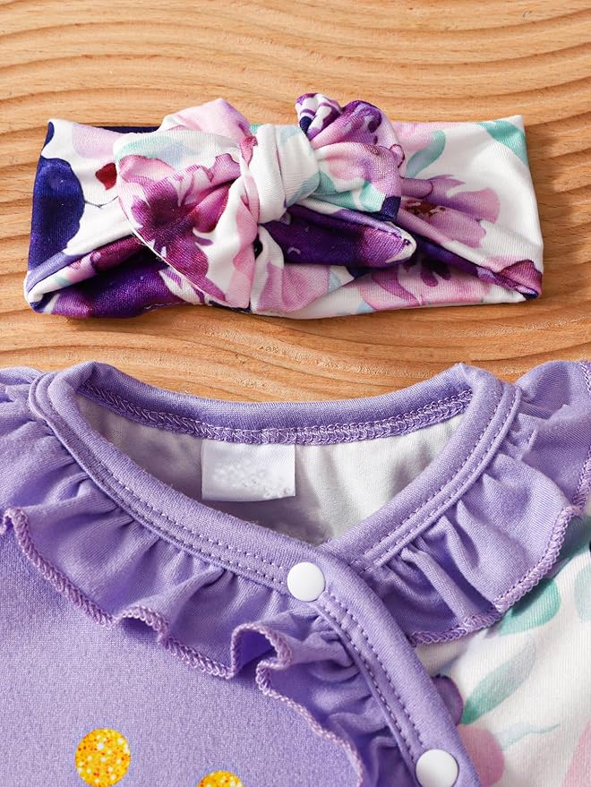 Preemie Newborn Baby Girl Clothes Infant Fall Winter Outfits Letter Floral One-Piece Romper+Jumpsuit