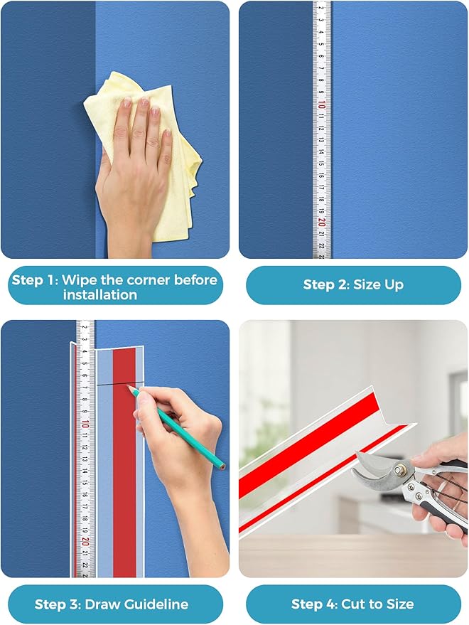 MONOID Wall Corner Protector, 2 PCS Furniture Edge Protection, PC Anti-Bump Guards Avoid Scratching Corner Trim for Door Frame, Table, Countertop, Stair, Self-Adhesive, Clear, 1.97IN×35.43IN/5CM×90CM