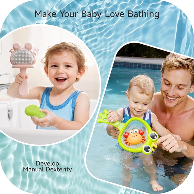 Baby Bath Toys, Toddler Bath Toys for Boys Girls, Frog Bathtub Toy with Floating Swimming Toys and Water Guns, Shower Toy for Kids