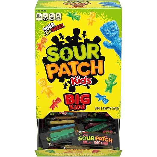 SOUR PATCH KIDS Big Kids Individually Wrapped Soft & Chewy Candy, Bulk Candy, School Snacks, 240 Count Box