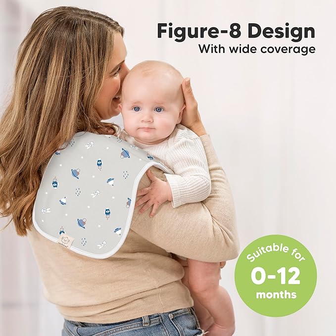 Organic Burp Cloths Baby Boy & Girl - 5-Pack Super Absorbent Cotton Burping Cloths for Babies, Soft & Plush Newborn Spit Up Rags, Infant Towels for Milk Spit Up, Unisex, Large 21" x 10" (Cosmo)