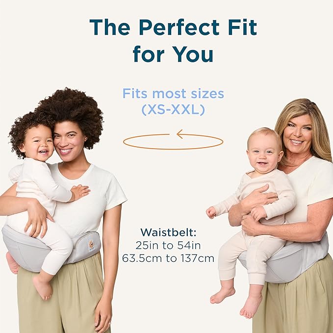 Ergobaby Lift Ergonomic Baby Hip Seat Carrier with Storage, Comfortable Wide Waistbelt and Lumbar Support (17lbs - 45lbs) - Anti-Slip Toddler Carrier - Onyx Black