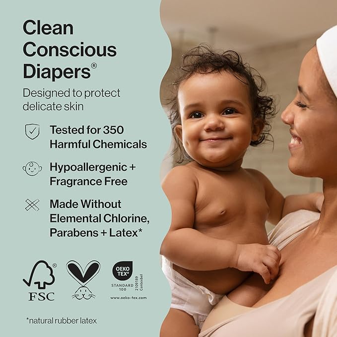The Honest Company Clean Conscious Diapers for Delicate Skin | Up to 100% Leakproof | Hypoallergenic, Fragrance Free | Girl Prints | Super Club Box, Size 4 (22-37 lbs), 104 Count (Prints May Vary)