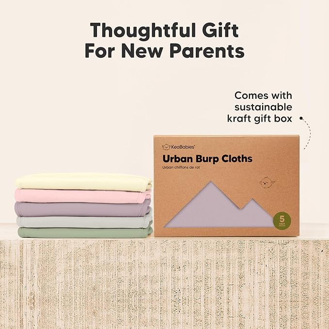 Organic Burp Cloths Baby Boy & Girl - 5-Pack Super Absorbent Cotton Burping Cloths for Babies, Soft & Plush Newborn Spit Up Rags, Infant Towels for Milk Spit Up, Unisex, Large 21" x 10" (Phase)