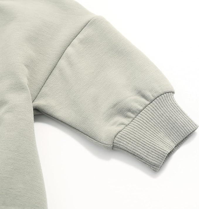 Bafeicao Baby Boy Girl Sweatshirt Romper Organic Cotton Solid Color Long Sleeve Bubble Romper Oversized Warm Fall Winter