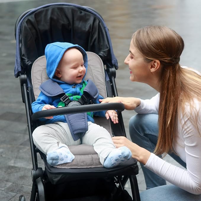 Baby Stroller Cushion,Infant Car Seat Insert-Reversible Universal Breathable and Soft Newborn Stroller Mat, 100% Cotton Cover Toddler Seat Pad Liner-34x78cm,1 Pack（Grey）