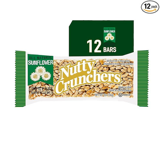 Nutty Crunchers All Natural Ingredients Gourmet Brittle Kosher Bars (Sunflower, 12 Bars/box)