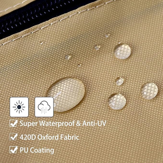 Patio Umbrella Cover, Waterproof Umbrella Covers for 7ft to 9ft Outdoor Umbrellas Market Parasol Covers with Push Rod, Beige