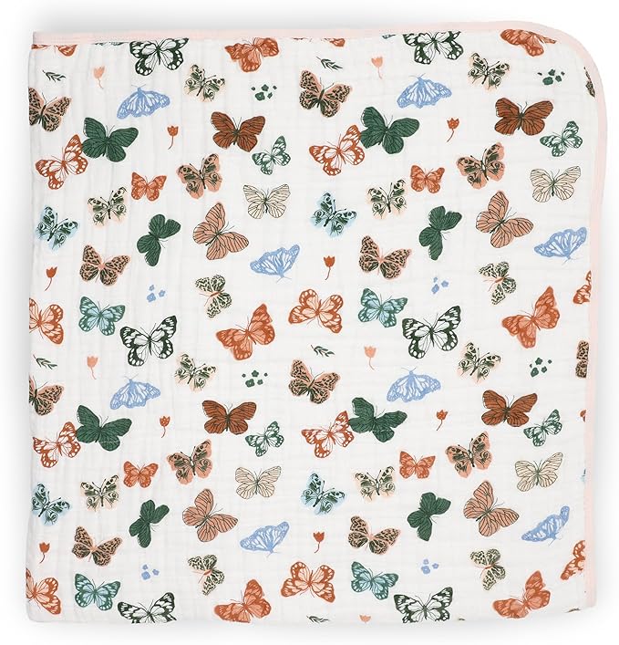 Little Unicorn Original Premium Cotton Quilt | Multi-Layered & Extra-Soft Muslin Fabric |for Babies & Toddlers (Butterflies)