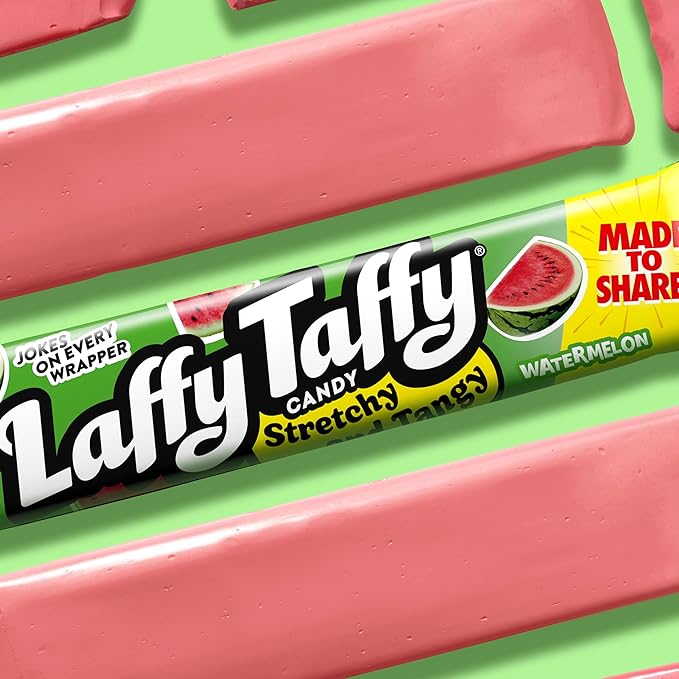 Laffy Taffy Stretchy & Tangy Variety Candy Box, Grape, Watermelon, and Cherry Flavors, 1.5 Ounce Bars (Pack of 24)