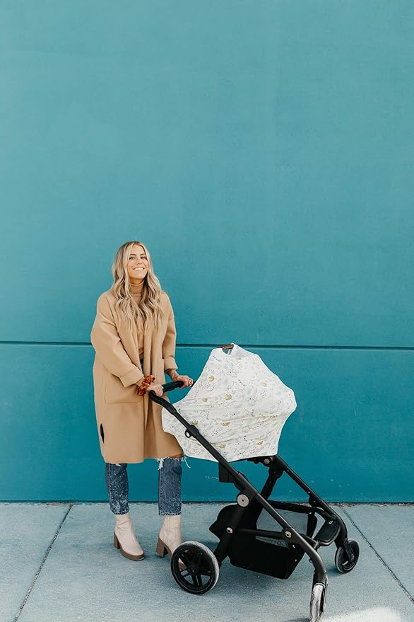 Baby Car Seat Cover Canopy and Nursing Cover Multi-Use Stretchy 5 in 1 Gift Aussie by Copper Pearl