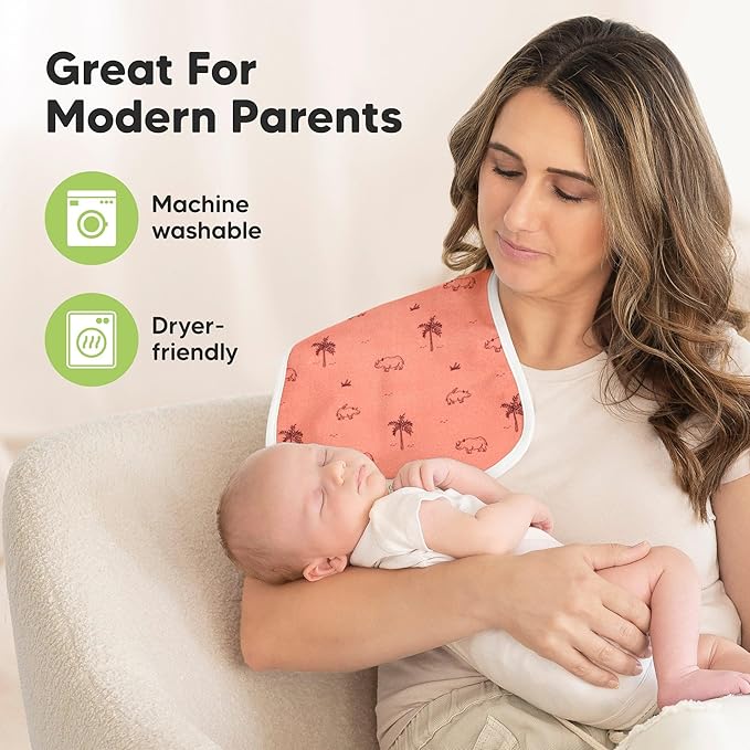 Organic Burp Cloths Baby Boy & Girl - 5-Pack Super Absorbent Cotton Burping Cloths for Babies, Soft & Plush Newborn Spit Up Rags, Infant Towels for Milk Spit Up, Unisex, Large 21" x 10" (Wildscape)