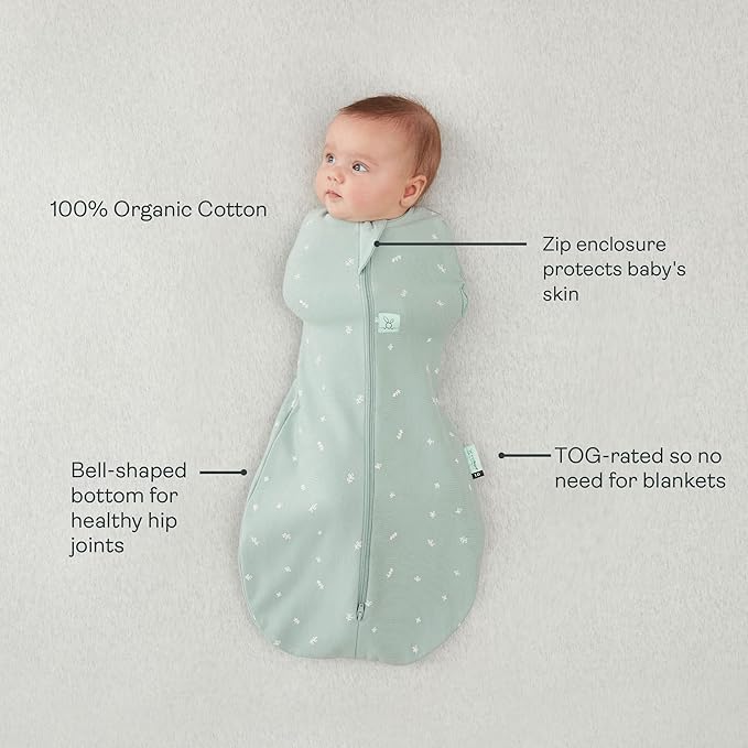 ergoPouch Cocoon Swaddle Sack 0.2 TOG - Baby Sleep Sack, Gentle Snug Fit Helps Calm Startle Reflex, Ideal for Arms In/Out Sleeping, Soft Breathable Fabric for Better Sleep (3-6 Months, Sage)