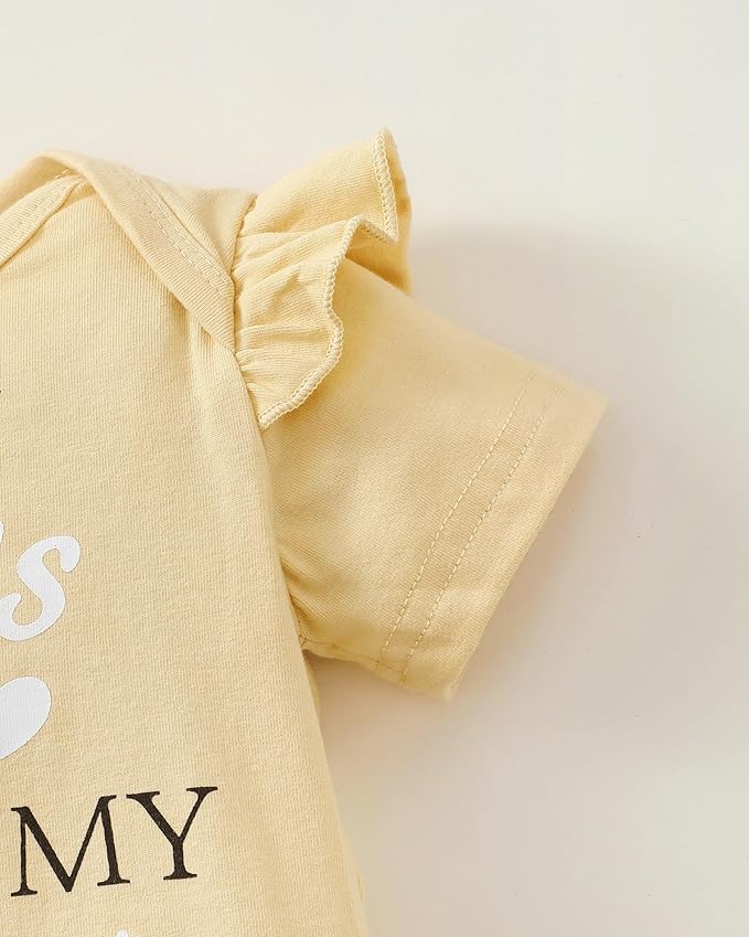 SUNNY PIGGY Newborn Baby Girl Clothes Infant Outfits Romper Floral Fall Outfit Bell Bottoms Pant Sets Hat Headband Flowerpant