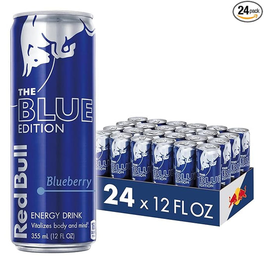 Red Bull Blue Edition Energy Drink, Blueberry, with 114mg Caffeine plus Taurine & B Vitamins, 12 Fl Oz, Pack of 24 Cans