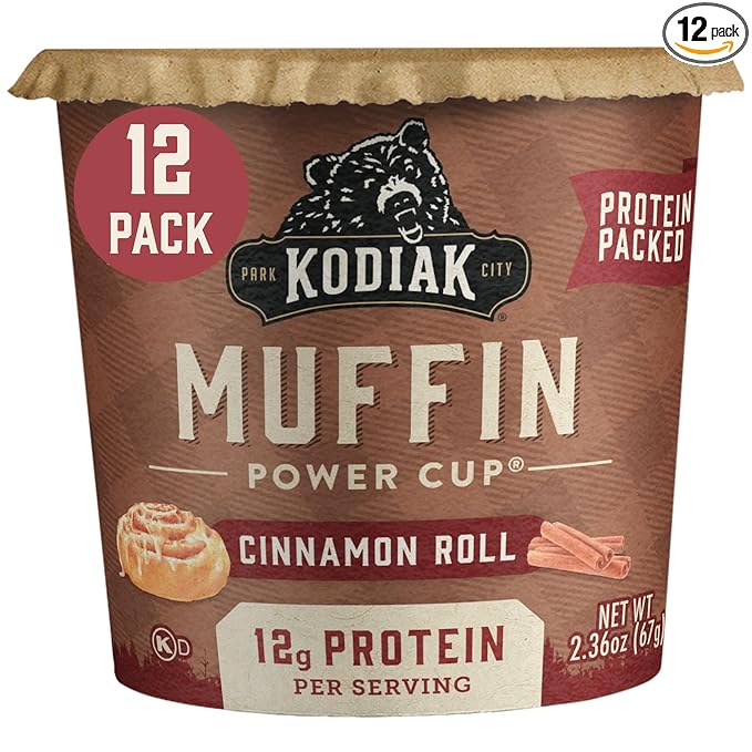 Kodiak Cakes Minute Muffins, Cinnamon Roll, 2.36 Oz (Pack of 12)