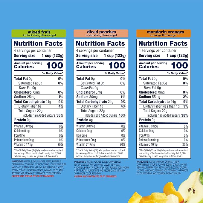 Dole Diced Peaches, Mandarin Oranges, and Mixed Fruit in Gel Variety Pack - Dole Fruit Bowls Snacks - 4.3 oz Bowls - 12 Pack