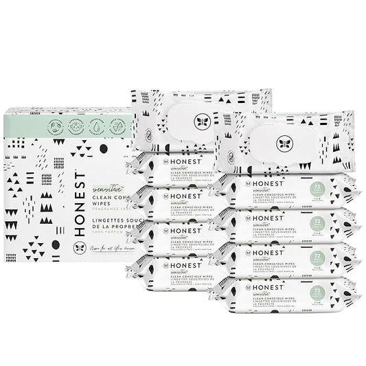 The Honest Company Clean Conscious Multi-Use Wipes | Hypoallergenic + Unscented for Sensitive Skin | Over 99% Water, Compostable, Plant Based, Baby Wipes | Pattern Play, 720 Count