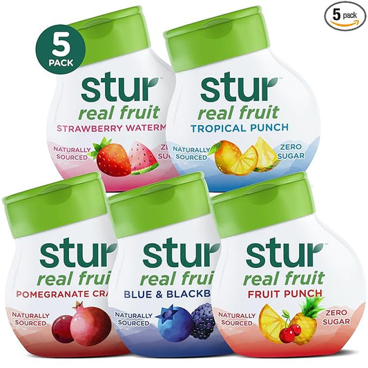 Stur Liquid Water Enhancer | Classic Variety Pack | Naturally Sweetened | High in Vitamin C & Antioxidants | Sugar Free | Zero Calories | Keto | Vegan | 5 Bottles, Makes 120 Drinks