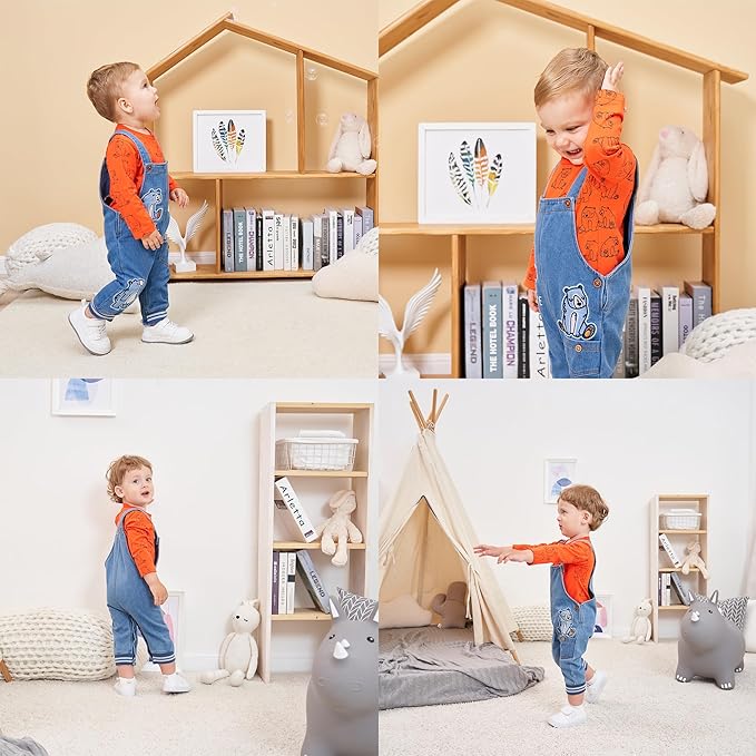 Cute Baby Boy Clothes Suit Toddler Boys' Striped long Sleeve T-Shirt+Denim Overalls Jumpsuit Pants Outfits Sets