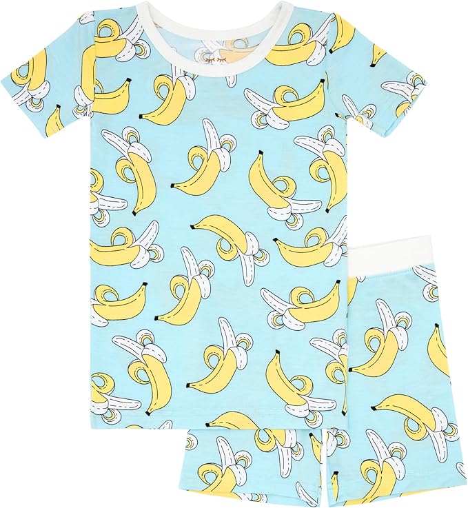 Little Sleepies Pajama Set w/Short Sleeve Shirt & Shorts, Viscose from Bamboo Toddler Pajamas, Girl & Boys Pajamas for Kids