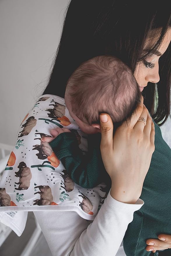 Copper Pearl Premium Baby Burp Cloths - 3-Pack Large Cotton Burp Cloths, Extra Soft Spit Up Rags with 3 Absorbent Layers, Perfect for Baby Boy Gifts (21" x 10" Size, Bison Set)