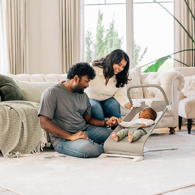 Baby Delight Alpine Deluxe Portable Baby Bouncer | Infant | 0-6 Months | 100% GOTS Certified Organic Cotton Fabric | Organic Sage