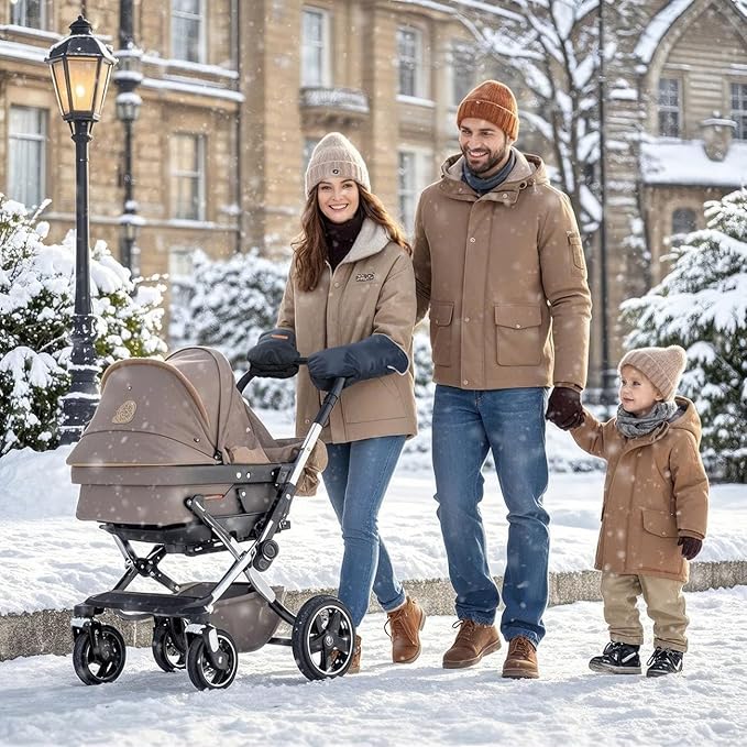 Zooawa Stroller Gloves, Universal Stroller Hand Muff with Warm Polar Fleece, Baby Stroller Gloves with Vel-cro Design, Waterproof and Snowproof Stroller Mittens for Stroller Accessories, Indigo