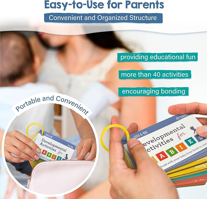 Lulu & You Baby Activity Cards - Playtime Ideas Focused on Baby Development and Stimulation - Newborn Activities from Birth to 1 Year – 0-12 Months Old Baby Must Haves - Baby Activity Book