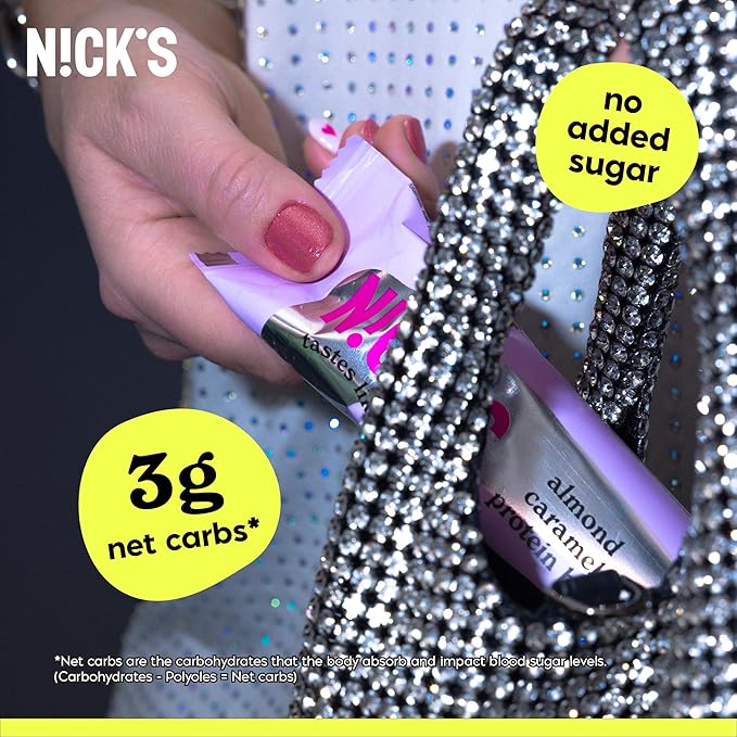Nick's Protein Bars Almond Chocolate | 14g protein | 220 calories | Low Carb Keto Friendly Snacks No Added Sugar (Multipack 24 bars x 50g)