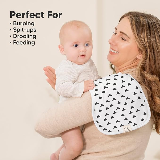 Organic Burp Cloths Baby Boy & Girl - 5-Pack Super Absorbent Cotton Burping Cloths for Babies, Soft & Plush Newborn Spit Up Rags, Infant Towels for Milk Spit Up, Unisex, Large 21" x 10" (Crossroads)