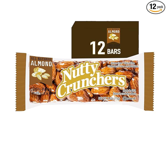 Nutty Crunchers All Natural Ingredients Gourmet Brittle Kosher Bars (Almond, 12 Bars)