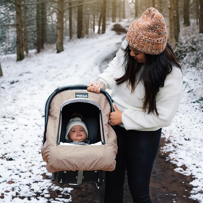 Milk Snob Winter Baby Car Seat Cover - Carseat Canopy & Stroller Cover for Babies - Waterproof, Windproof, Cozy Inner Fleece Lining - Keep Your Baby Warm, Dry & Cozy This Winter (Fawn)