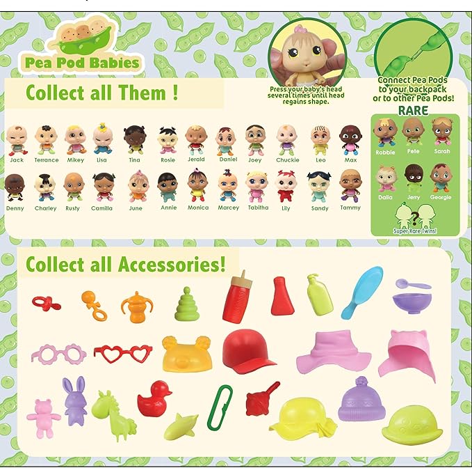 Nature Bound Pea Pod Babies Bundle - Collectible Mystery Surprise Toys with Mini Baby, Clothing, & Accessories - Small Doll (Beach Party Set)