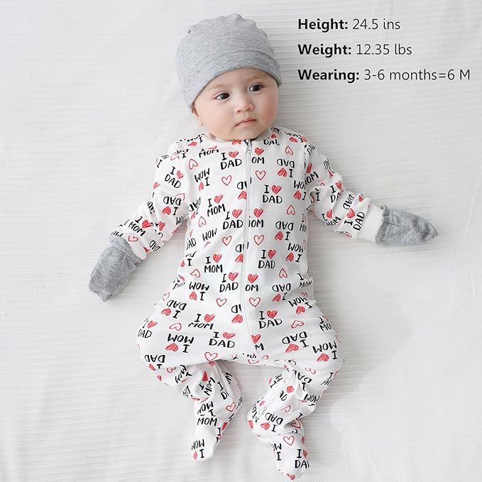 Newborn Baby 2-way Zipper Romper Cotton One-piece Jumsuit 3-pack, 0-24 Months