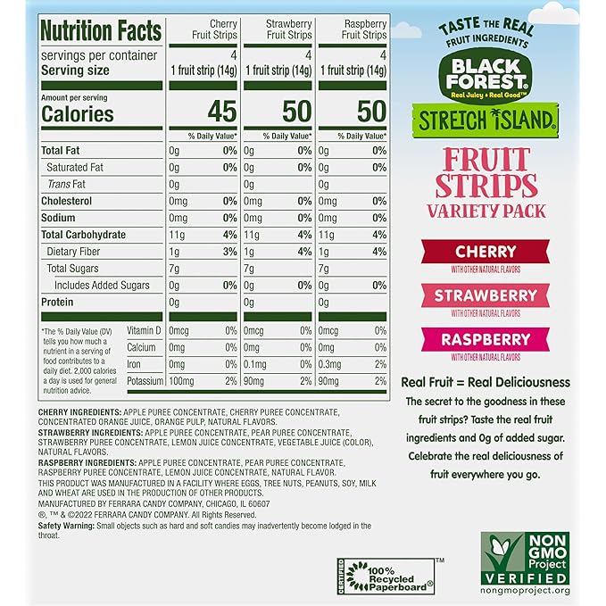 Black Forest Stretch Island Fruit Strips Variety Pack, 12 Count (Pack of 2)