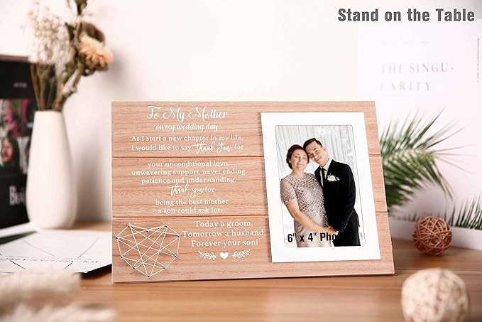 Mom Gift from Son-Picture Frame for Mother of the Groom-Wedding Day Bridal Shower Gift for Mother of the Groom-Photo Frame-Tomorrow a Husband,Forever Your Son