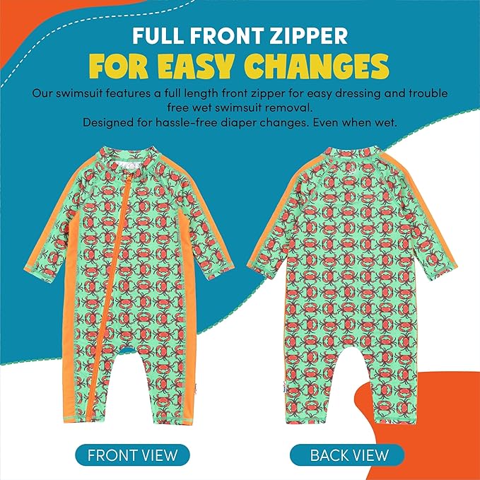 SwimZip Boys' Long-Sleeve UPF 50+ Swimsuit for Baby, Toddler, & Little Boys