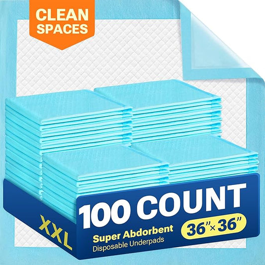 100 Count Disposable Bed Pads for Adult 36" x 36", Chucks Pads Underpads Bed Liner for Incontinence, Extra Large Puppy Pads / Dog Pee Pads / Wee Wee Pads for Training, XL, 45 Count