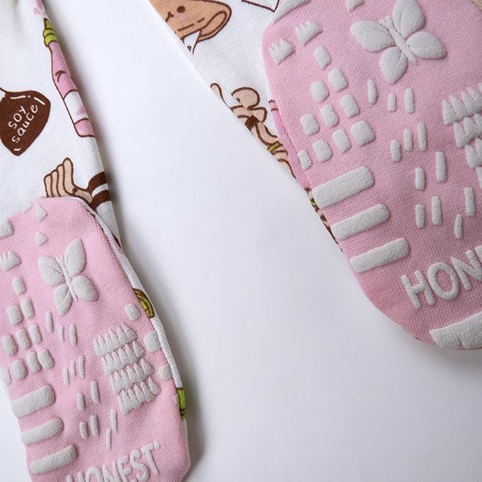 HonestBaby Non-Slip Footed Pajamas One-Piece Sleeper Zip-Front Pjs 100% Organic Cotton for Baby Girls