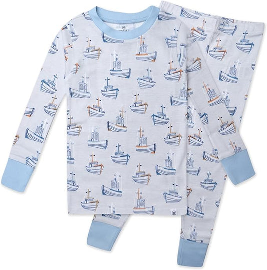 HonestBaby 2-Piece Pajamas Sleepwear Pjs 100% Organic Cotton for Baby, Toddler, Kids, Boy