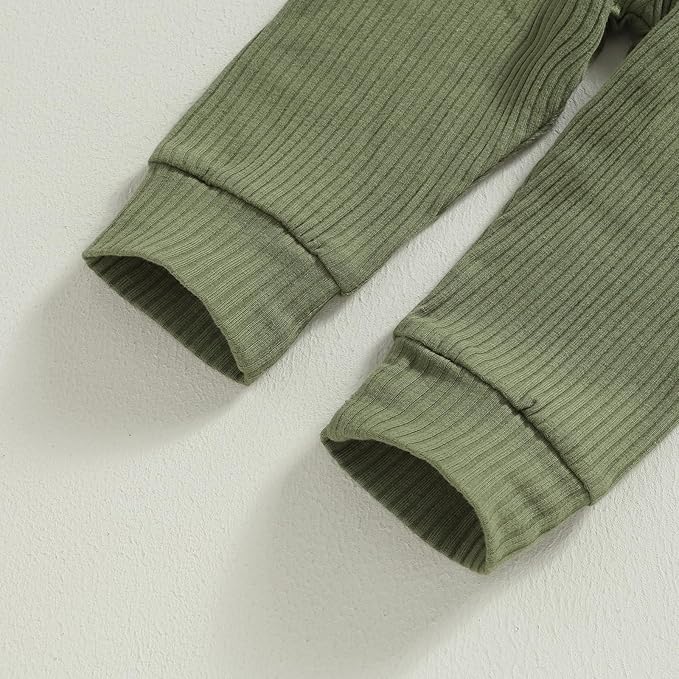 Newborn Baby Boy Girl Clothes Ribbed Knitted Long Sleeve Romper Pants Solid Cotton Infant Fall Winter Outfits 2Pcs