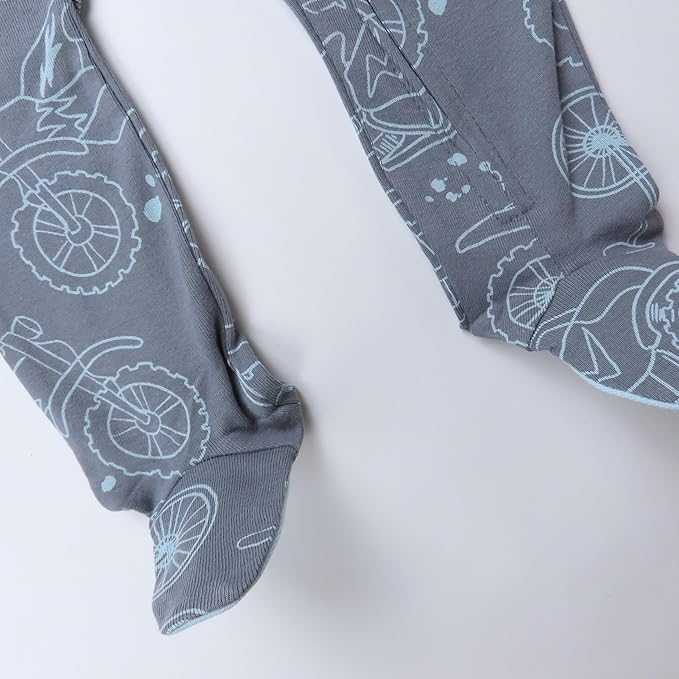 HonestBaby Sleep & Play Footed One-piece Pajama Sleeper 100% Organic Cotton, Baby Boys