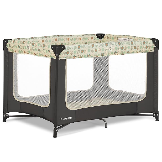 Dream On Me Zodiak Portable Playard in Grey, Lightweight, Packable and Easy Setup Baby Playard, Breathable Mesh Sides and Soft Fabric - Comes with a Removable Padded Mat