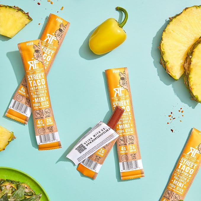 Righteous Felon Meat Sticks Minis | 100% Pork Sticks | Gluten Free Meat Sticks | Low Sugar & High Protein Pork Sticks | Healthy Snacks for Kids & Adults | Jerky Gifts for Men | Street Taco, 24 Ct