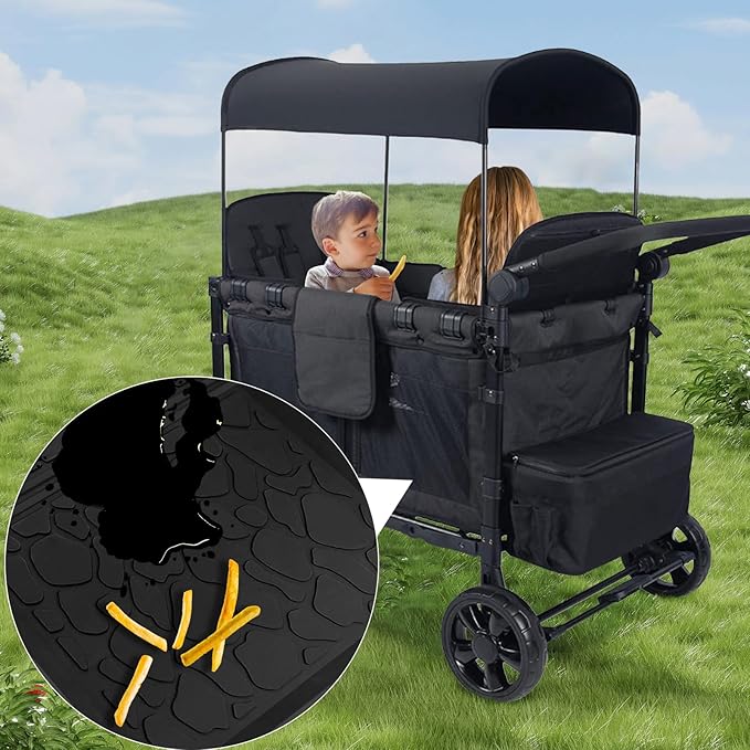 All Weather Mat for Wonderfold W4 Series, Myvikcar 33.5x20.5 Inch Wagon Floor Insert,Easy Clean Protector Pad with Two Hooks