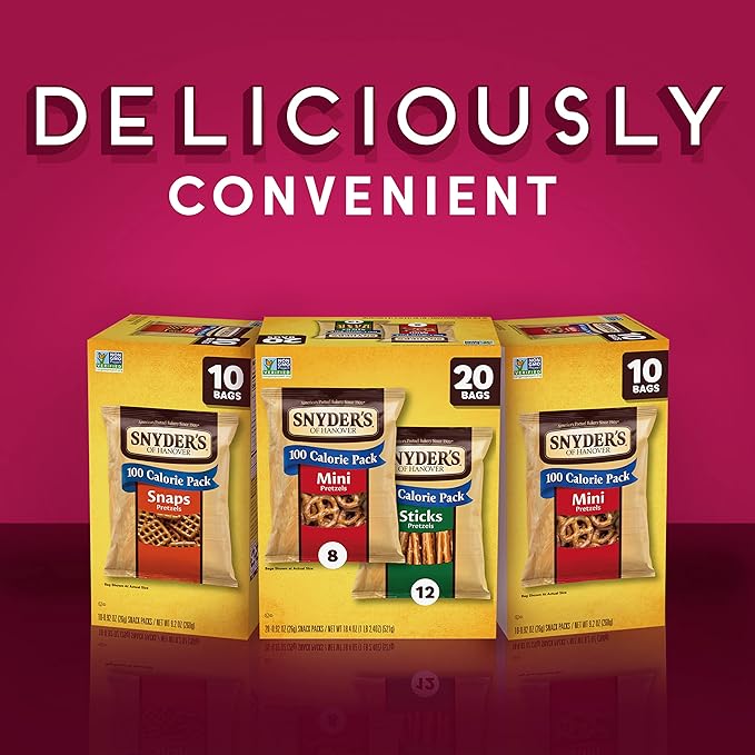 Snyder's of Hanover, 100 Calorie Mini Pretzels, Individual Packs, 10 Ct (pack of 2)