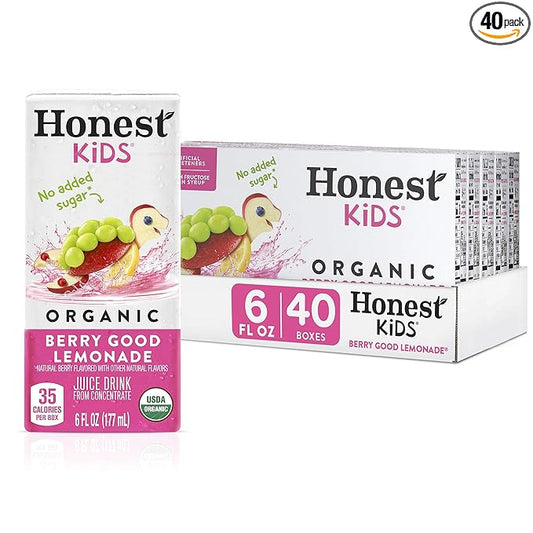 Honest Kids Berry Good Lemonade, Organic Juice Drink, Berry Lemonade, 6 Fl Oz (Pack of 40)