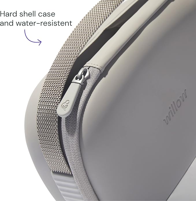 Willow Breast Pump Carrying Case, Grey, Use with Hands Free Wearable Breast Pumps, Ultra Durable Hard Shell Breast Pump Case with Removable Tray, Compact and Discreet