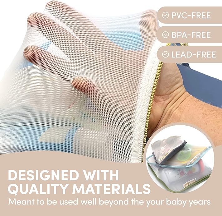 Mother Load Diaper Bag Organizer Pouches Durable Nylon & Performance Mesh